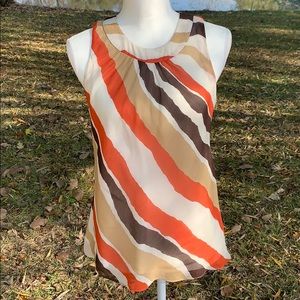 🌸Anne Klein Blouse Size 4 Sleeveless Coral & Tan